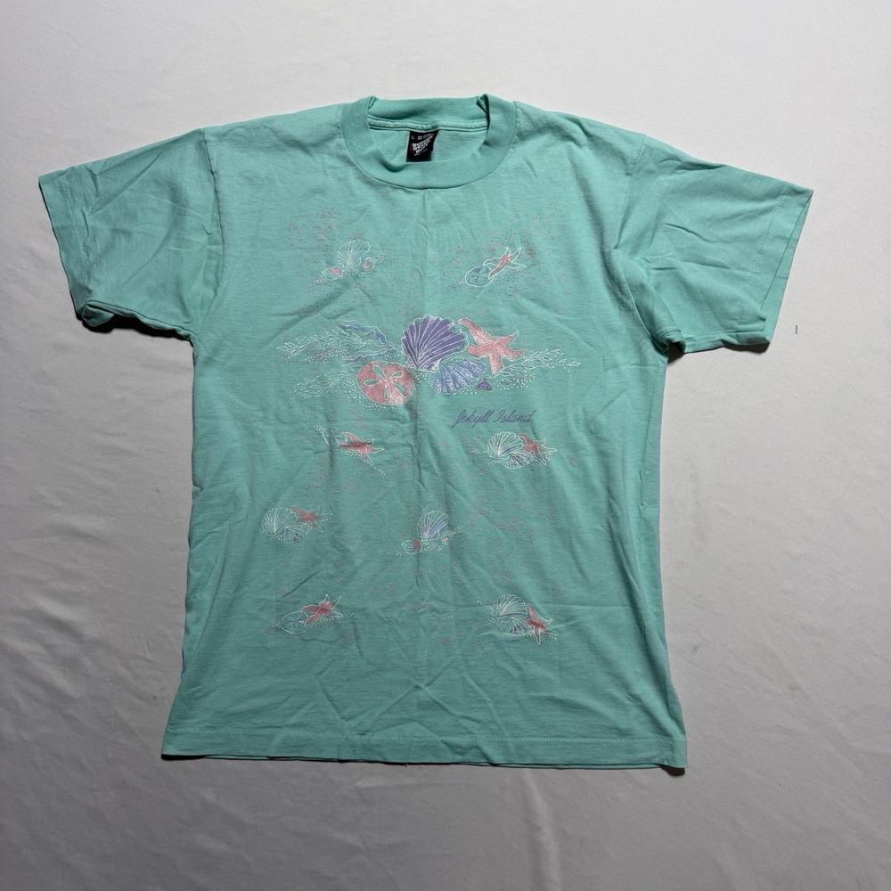 Screen Stars Best Jekyll Island Georgia T-Shirt L Single Stitch Vintage Green
